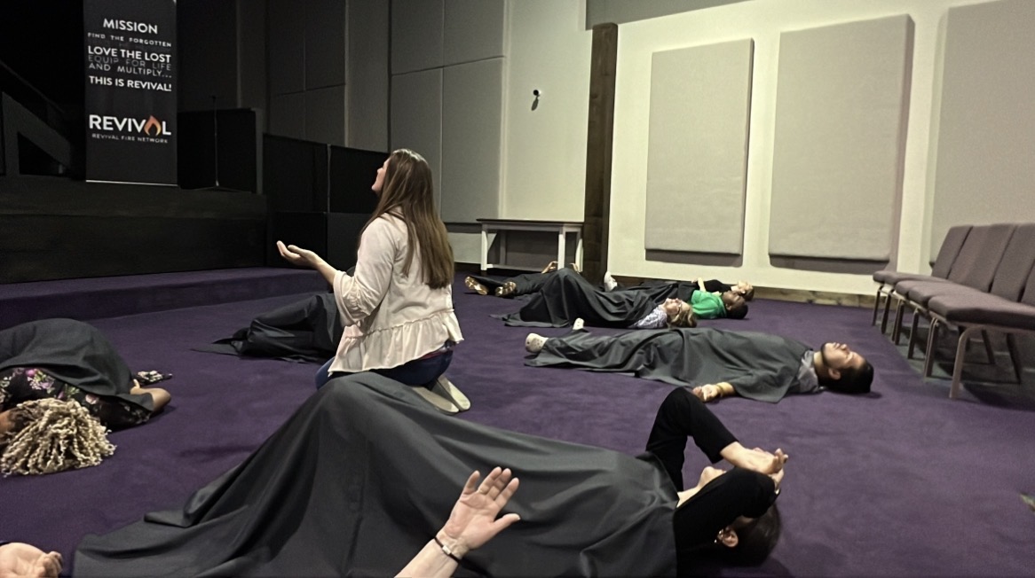 Believers resting in the Spirit during ministry